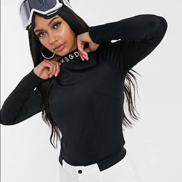 ASOS Tops - ASOS Ski Black Slogan Long Sleeve Bodysuit